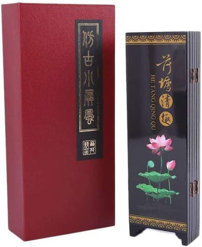 lachineuse Paravent Miniatur-Paravent, asiatische Dekoration Lotusrot, Lotusrot