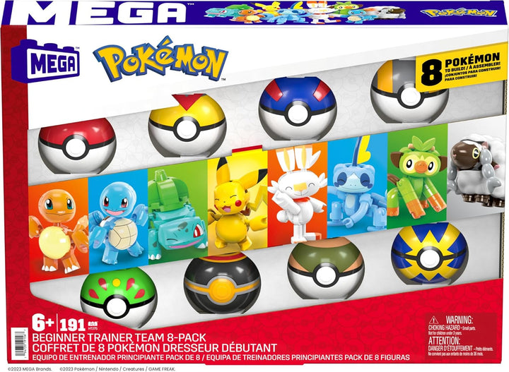 MEGA Pokémon Trainerteam - Pikachu, Bisasam, Glumanda, Schiggy, Hopplo, Chimpep, Memmeon und Wolly u