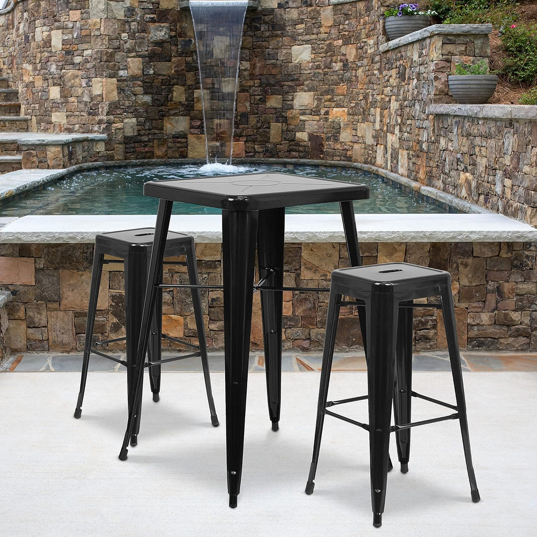 Flash Furniture Lily Barhocker, kommerzielle Qualität, 76 cm hoch, ohne Rückenlehne, schwarzes Metal