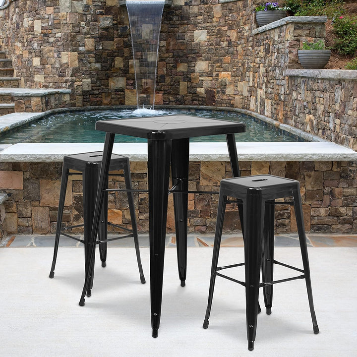 Flash Furniture Lily Barhocker, kommerzielle Qualität, 76 cm hoch, ohne Rückenlehne, schwarzes Metal