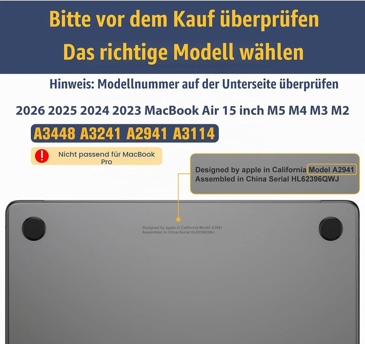 Fintie Hülle Kompatibel mit MacBook Air 15 Zoll M5 M4 M3 M2 A3448 A3241 A3114 A2941 (2026-2023), [10
