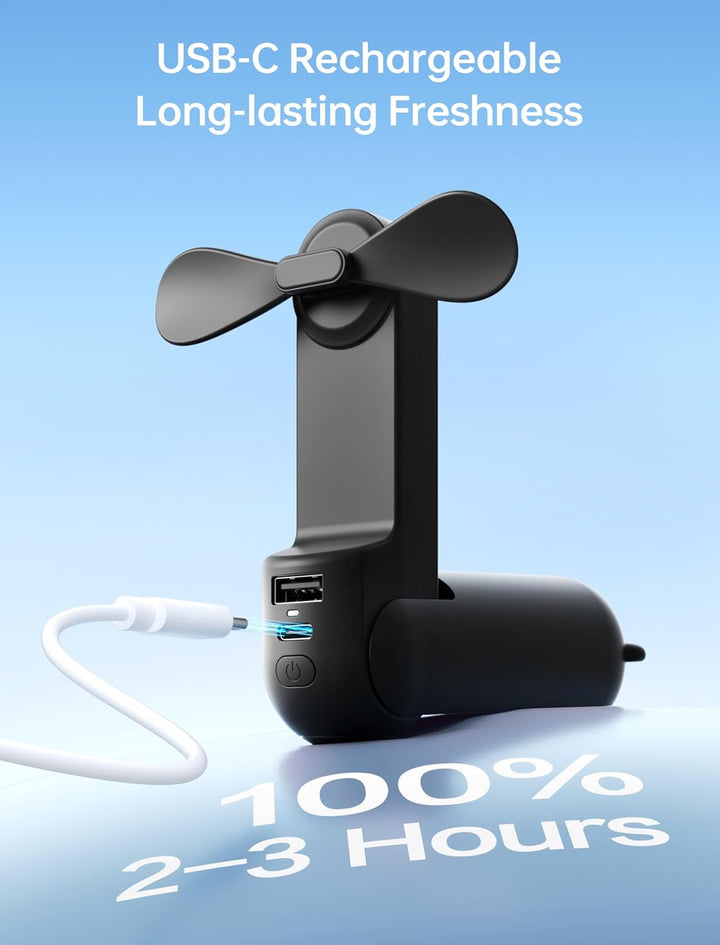 JISULIFE Mini Handventilator, 3-in-1 Handventilator, wiederaufladbarer USB [12–19 Betriebsstunden] m