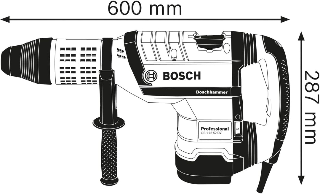 Bosch Professional GBH 12-52 DV Bohrhammer (1700 Watt, inkl. Zusatzhandgriff, Fetttube, Maschinentuc