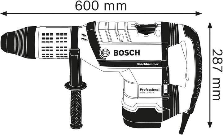 Bosch Professional GBH 12-52 DV Bohrhammer (1700 Watt, inkl. Zusatzhandgriff, Fetttube, Maschinentuc