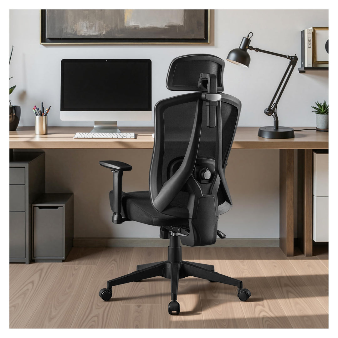 Ergonomischer Bürostuhl mit Verstellbar 3D Armlehne Kopfstütze und Lendenwirbelstütze, Schreibtischs