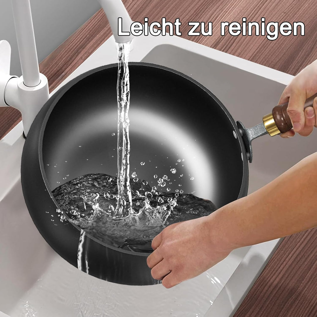 Eisentopf, unbeschichtet, handgeschmiedet, grosser Bauch, Suppentopf, Bratpfanne für vielseitiges Ko