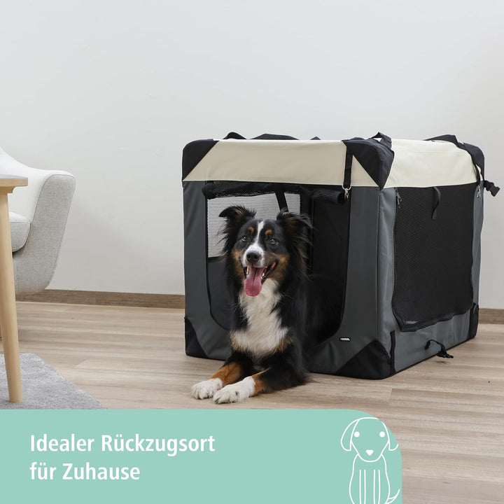Kerbl 80598 Transportbox Journey, 81 x 58 x 58 cm, grau/beige beige 81x58x58 cm (1er Pack), beige 81