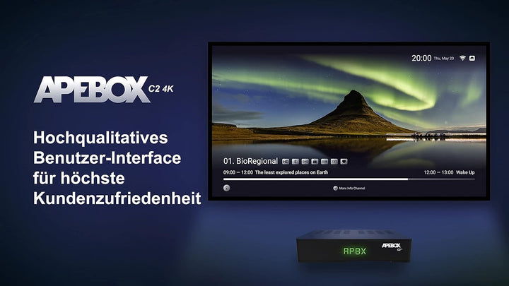 Apebox C2 4K UHD 2160p Combo Satelliten DVB-S2X & DVB-T2/C Multistream Receiver (1x DVB-S2X, 1xDVB-T