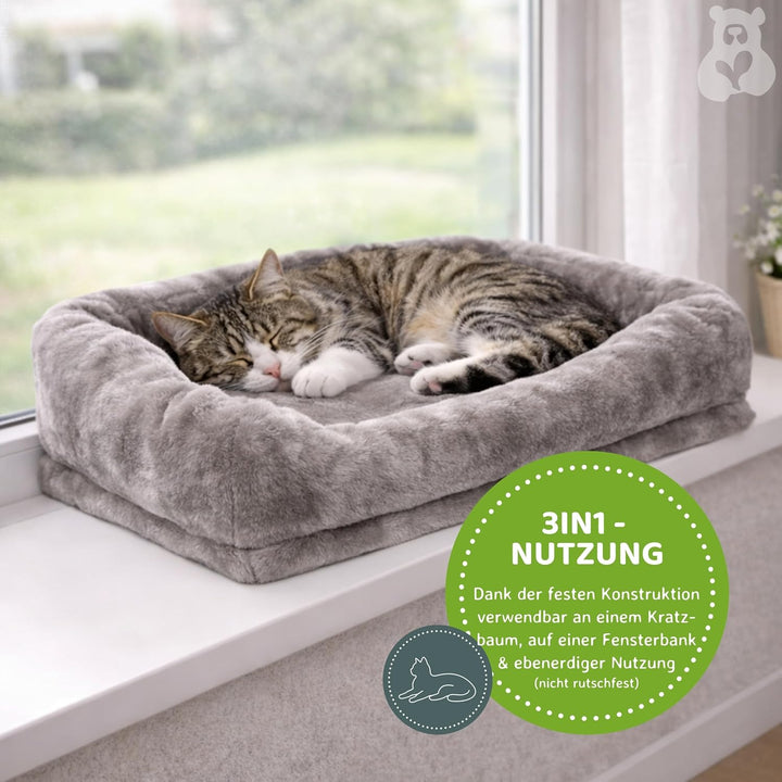 nanook Kratzbaum Liegeplatz Top für Katzen - Fensterbank Liege - Abnehmbarer Bezug - Plüschrand - XX