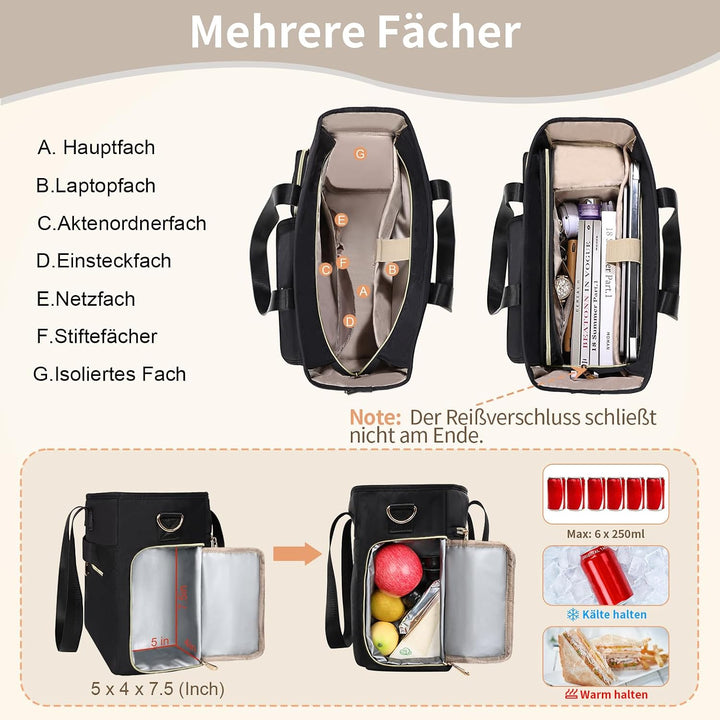 ESTARER Lehrertasche mit Erweiterter Aktenordnertasche,Arbeitstasche mit Fächern für Laptop,Tragbare