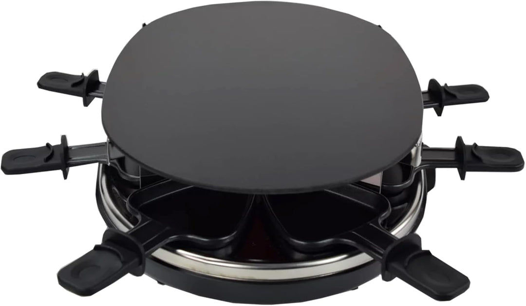 Syntrox Germany Raclette Grill für 8 Personen Emailliert Chural, Partyraclette mit Glas-Keramik Gril