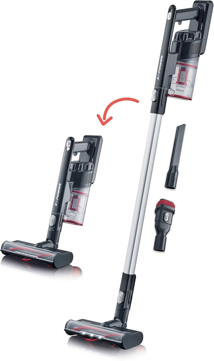 SEVERIN 2-in-1 Stiel- und Handstaubsauger, Akku Staubsauger mit bis zu 40 Min. Laufzeit, kabelloser