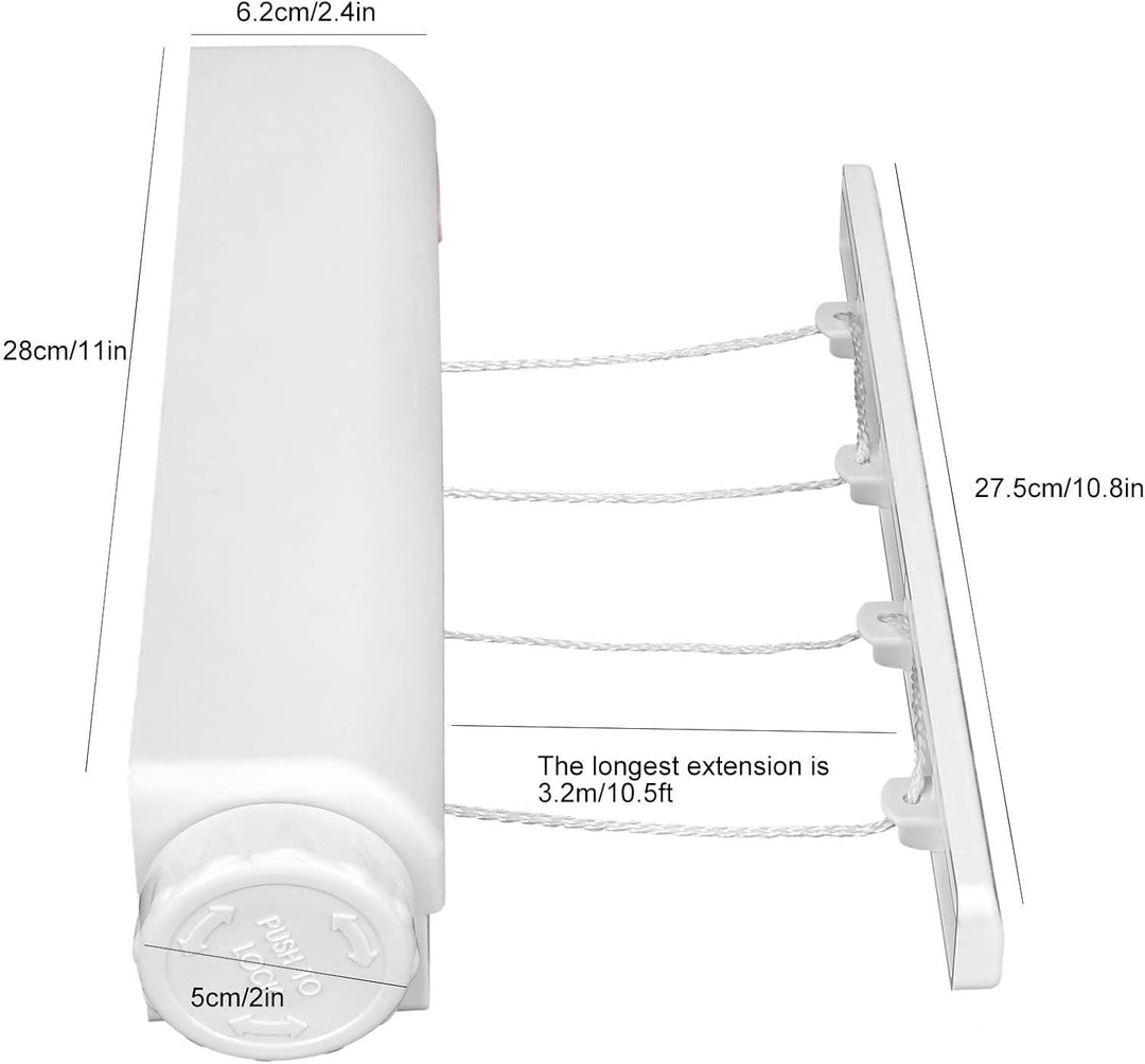 Hapivida Einziehbare Wäscheleine Teleskop Indoor Outdoor Wandmontage Wäschetrockner Linie Trocknungs