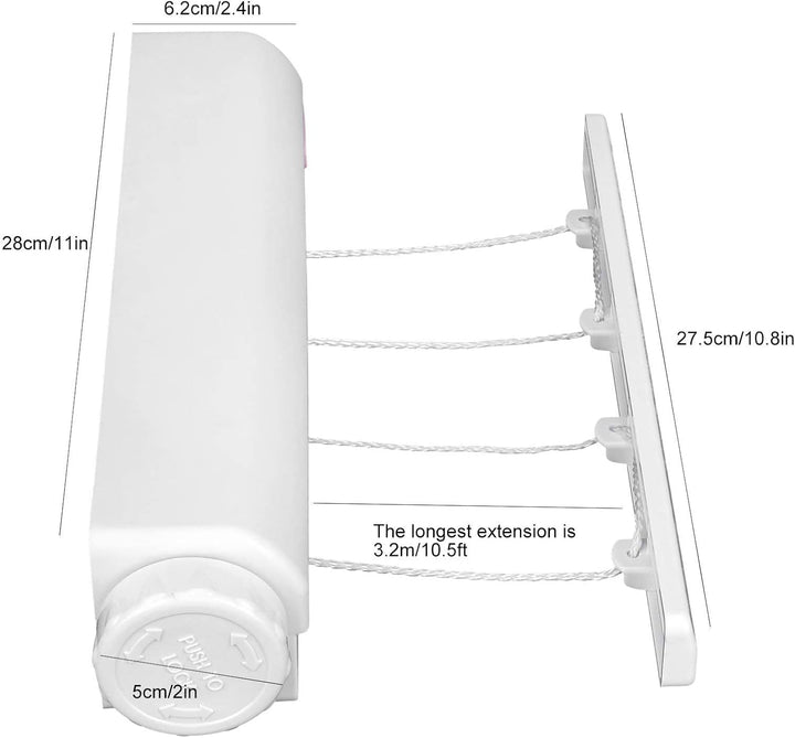 Hapivida Einziehbare Wäscheleine Teleskop Indoor Outdoor Wandmontage Wäschetrockner Linie Trocknungs