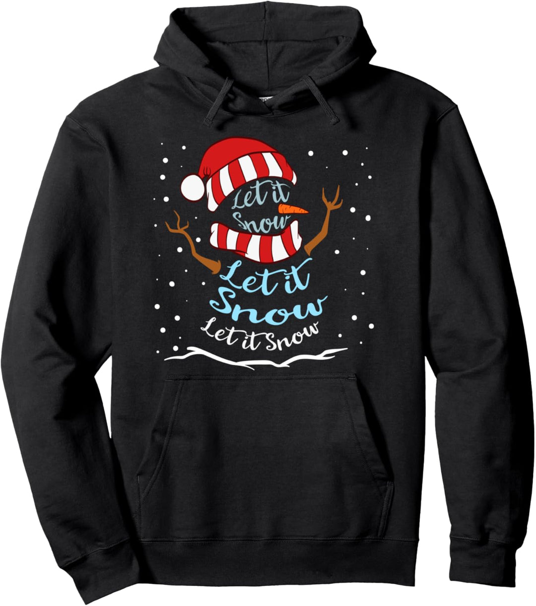 Let It Snow Snowman Snowflakes Tee Pullover Hoodie