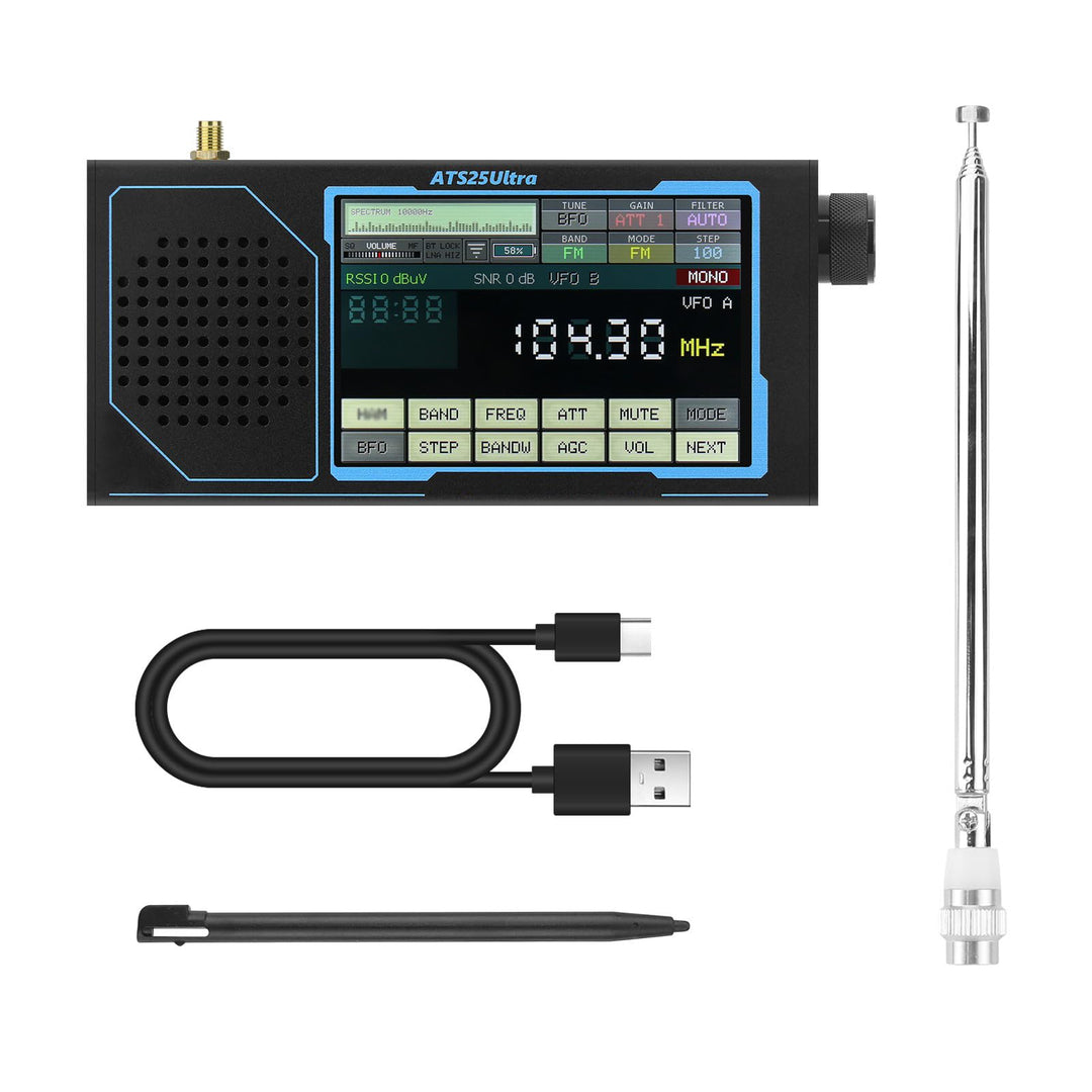 Kurzwellenempfänger ATS25 Ultra SDR Mehrband Radio mit 4-Zoll Touchscreen Tragbarer Weltempfänger Un