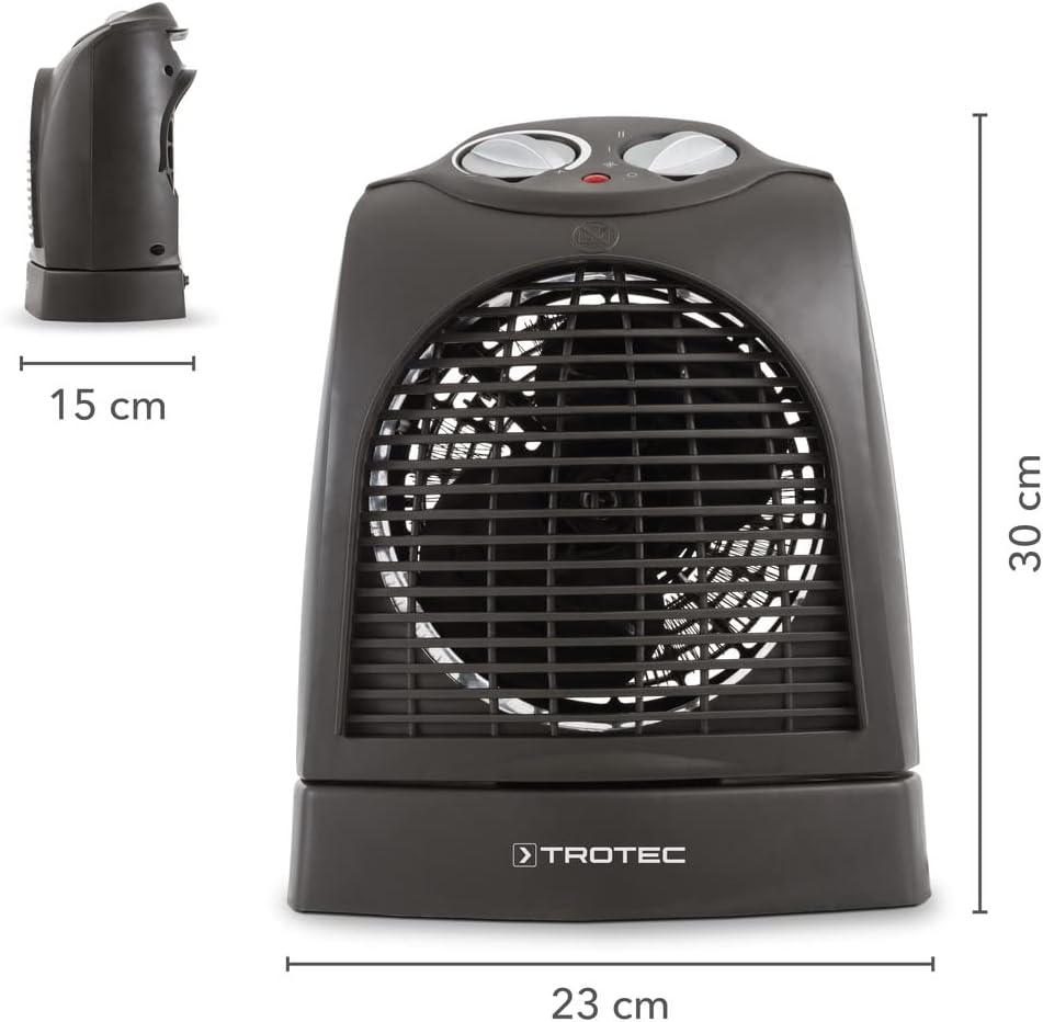 TROTEC Heizlüfter energiesparend TFH 22 E - Heizleistung 1000 W / 2000 W – elektrische Heizung, mit