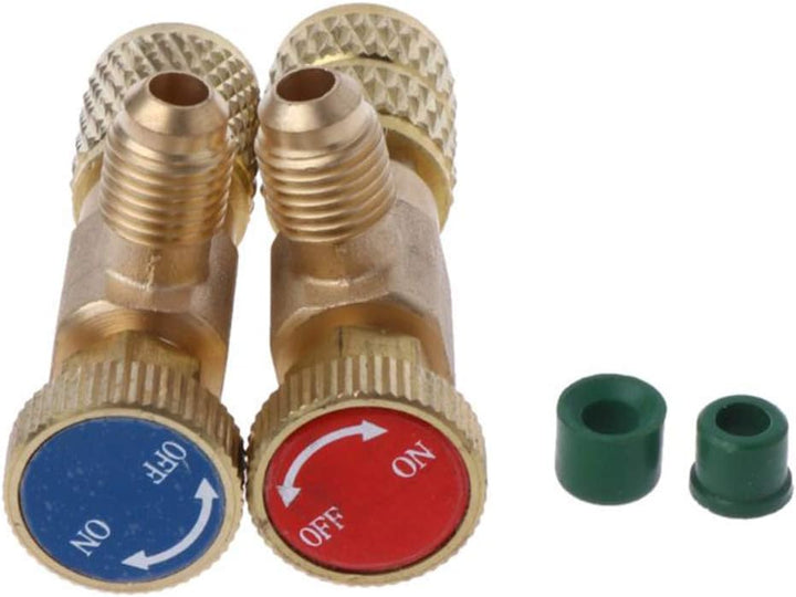 2 Stück Kältefüller Sicherheitsventil Schnellkupplung Klimaanlage R410A R22 Adapter