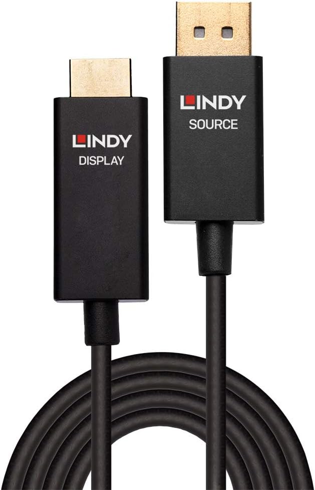 LINDY 40924 0.5m Aktives DisplayPort an HDMI Adapterkabel mit HDR, 0.5m