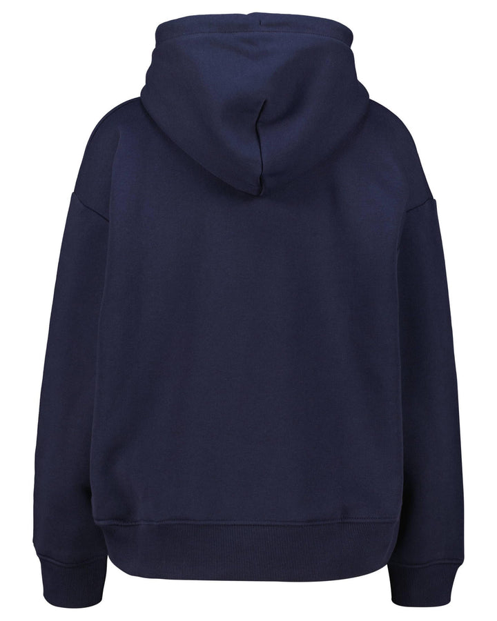 GANT Damen Rel Shield Hoodie Kapuzenpullover XS Evening Blue, XS Evening Blue