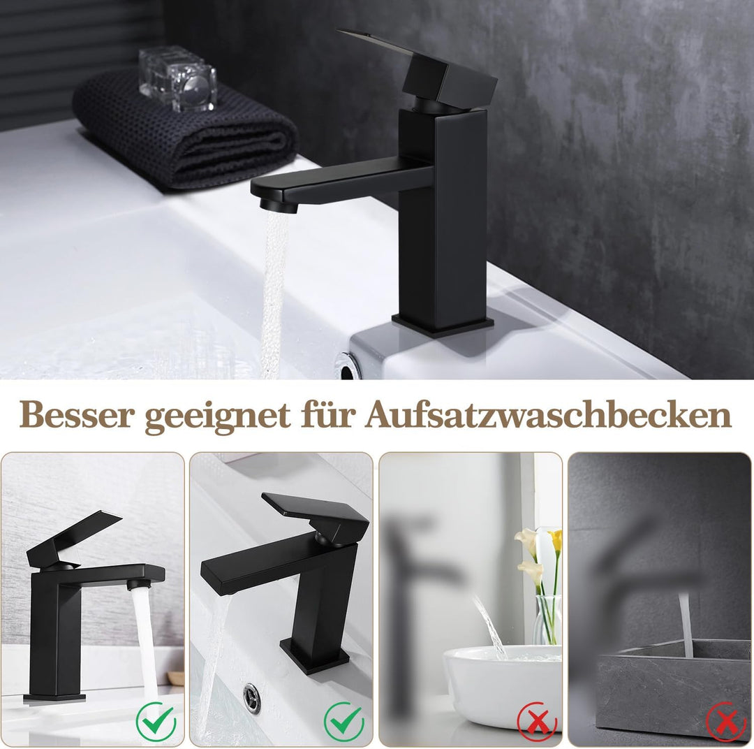 Wasserhahn Badezimmer Schwarz Waschbeckenarmatur - Waschtischarmatur Armatur Waschbecken Mischbatter