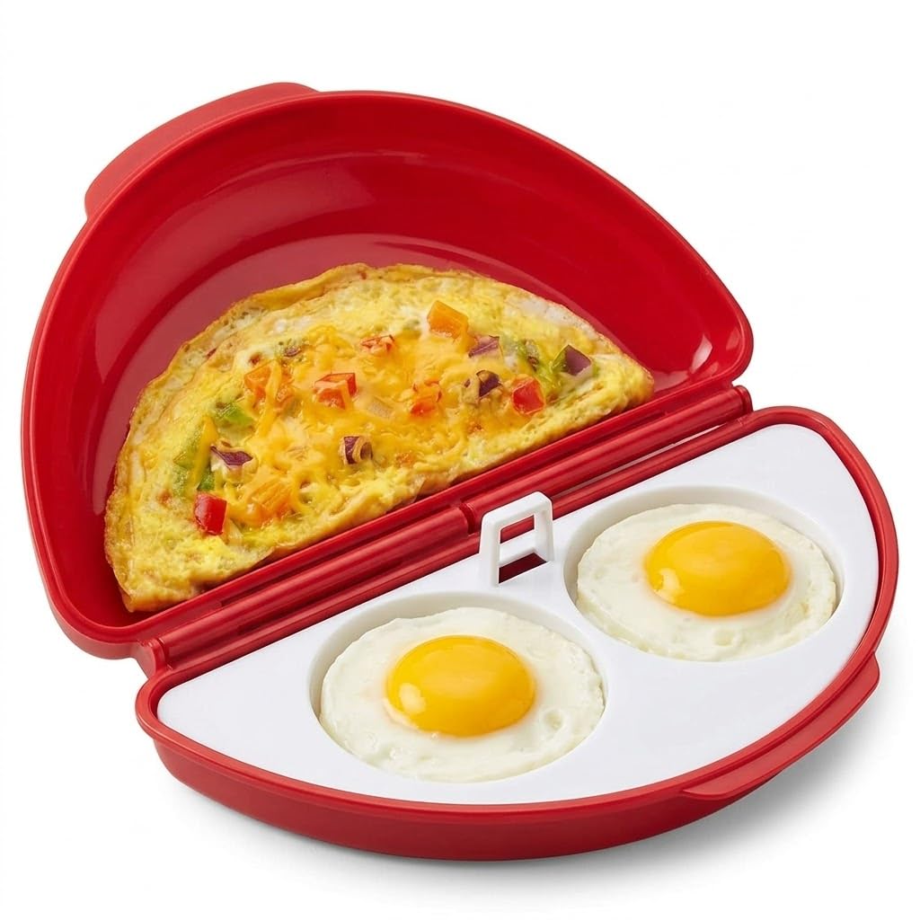 Mikrowellen Eierkocher 2-in-1, Eierkocher Mikrowelle mit Pochierte Eier Form,Vielseitiger Egg Poache