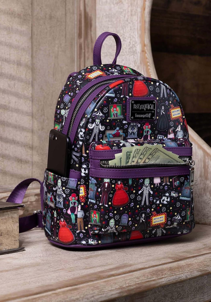 Loungefly Beetlejuice Icons AOP Mini Backpack