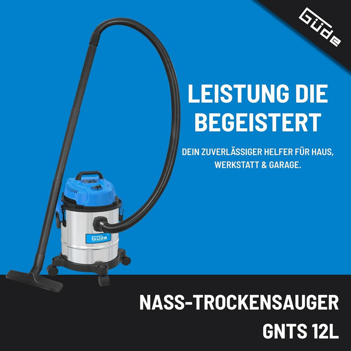 Güde 12 L 17000, NASS-TROCKENSAUGER GNTS 12L, Blau, Silber,schwarz, 1200 W, 80 Dezibel 1200W / 12L