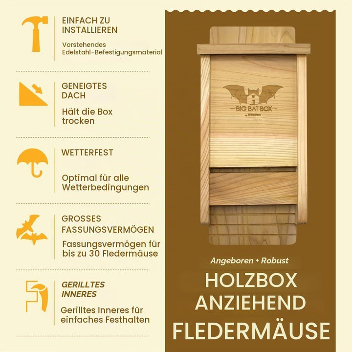 Wildyard Bat House for Outdoors - Der Komplette Fledermauskasten für den Aussenbereich - Säubere dei