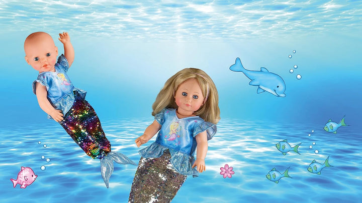 Heless 2920 - Kleid für Puppen, Meerjungfrau Ava mit Wendepailletten, Grösse 35 - 45 cm Puppen-Kleid