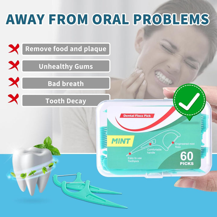 Zahnseide 300 Stk. Zahnseide Sticks Minze Zahnseide Zahnstocher mit Geschmack Mint Kunststoff Dental