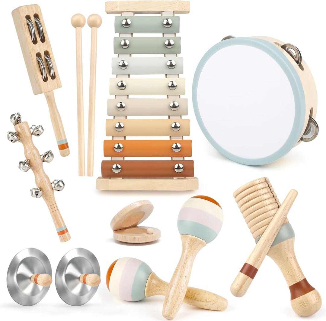 Toddler Musical Instruments, Neutral Colours Montessori Wooden Musical Instruments for Toddlers from