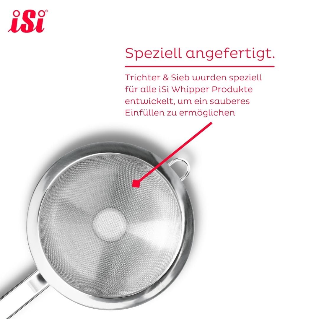 iSi 2714 Sieb & Trichter, Aus hochwertigem & Edelstahl, rostfrei, Direktes Einfüllen in Flaschen, Kü