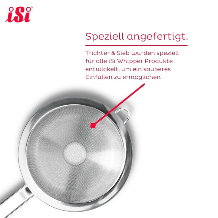 iSi 2714 Sieb & Trichter, Aus hochwertigem & Edelstahl, rostfrei, Direktes Einfüllen in Flaschen, Kü