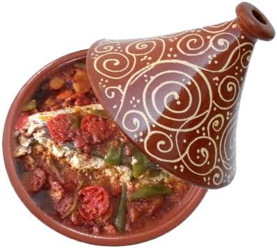 Marokkanische Tajine, Rund, Ø 30 cm, glasiert zum Kochen für 4-5 Personen, Tontopf, Gartopf, Schmort