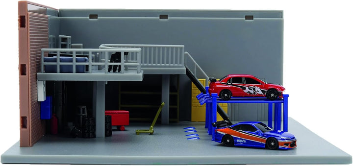 Jada Toys Fast and Furious Han's Garage - Nano Diorama (26,5x16,5 cm) inklusive 2 Modellautos (Mitsu