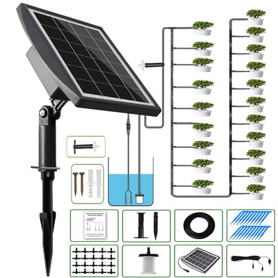 Solar Bewässerungssystem Garten Mit 12Timer-Modi Und Schutz Vor Wassermangel 20M Schlauch Und 20 Stü