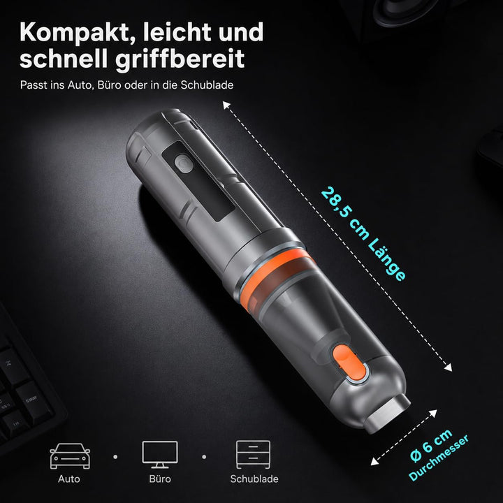 Handstaubsauger, 16000Pa Akku Autostaubsauger mit Bürstenlosem Motor, 3-Stufen Mini Staubsauger mit