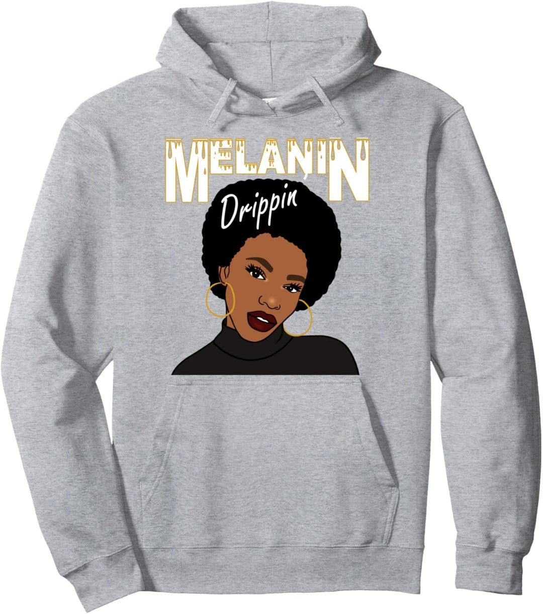 Oheneba: Melanin Drippin Afro Queen Black Pride Pullover Hoodie