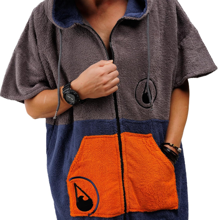 WAVE HAWAII Shany ZIP Surfponcho für Körpergrössen von 170-200 cm aus 100% ÖKO Baumwolle Umkleidehil