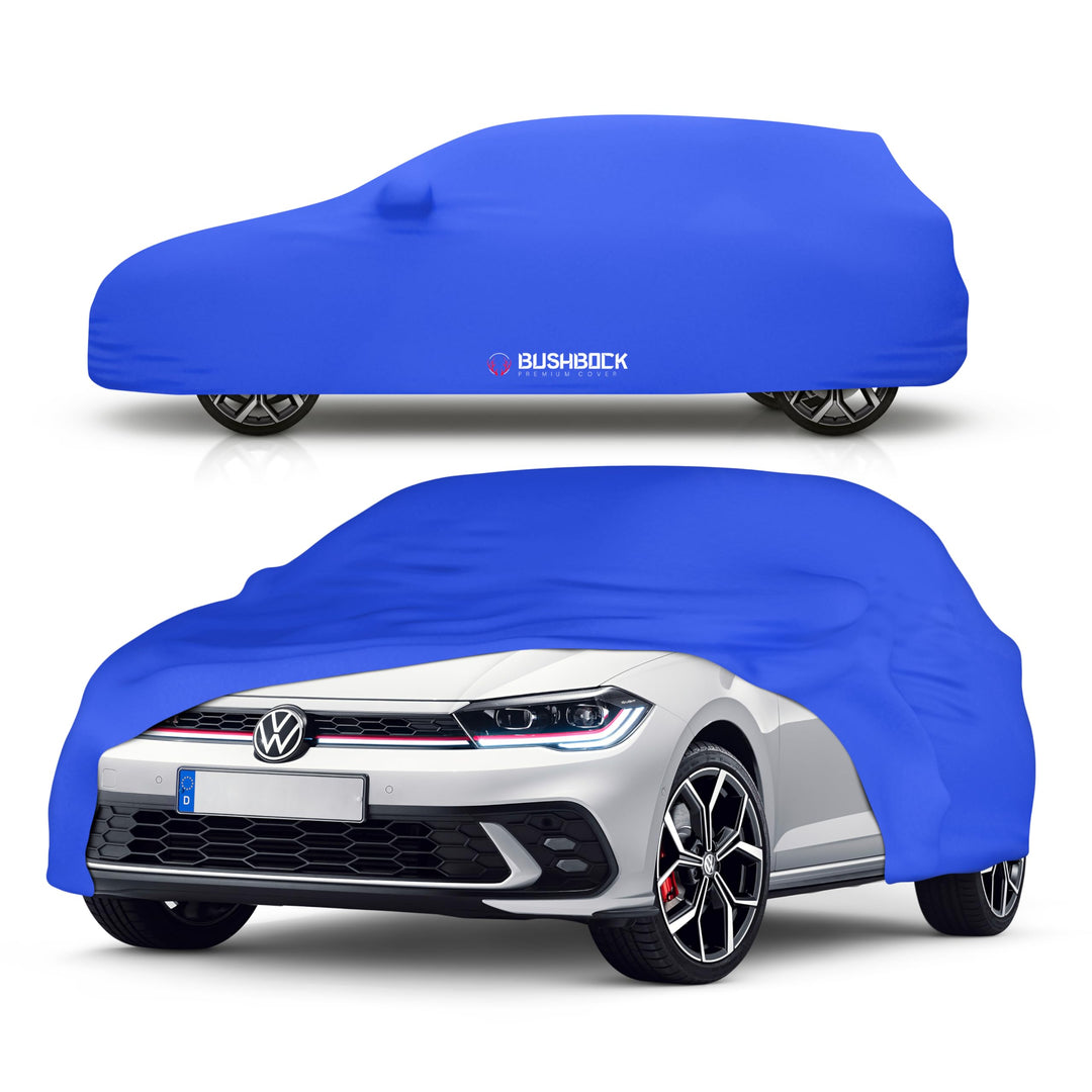 BUSHBOCK® Premium Autoabdeckung Indoor - Satin Schutzhülle Stoff - Abdeckplane Autoplane Autogarage