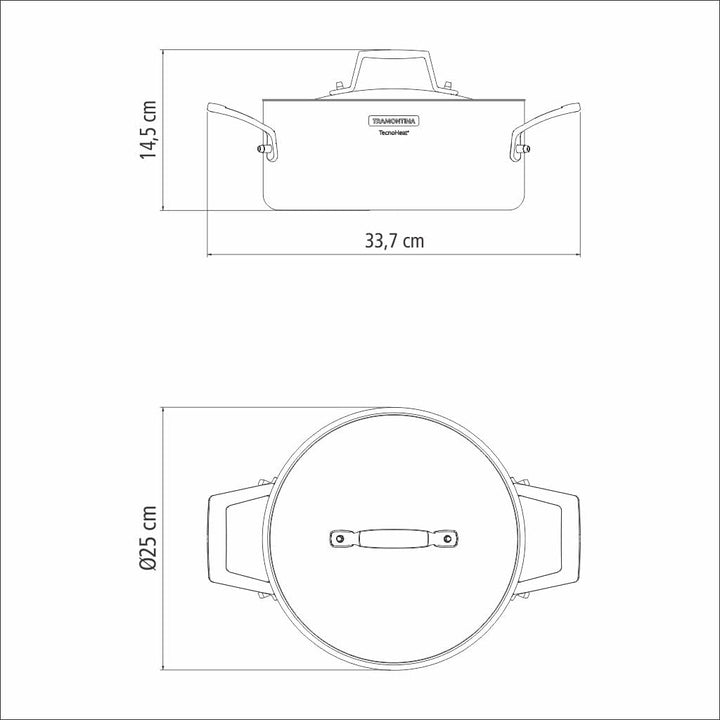 Tramontina Grano Kochgeschirr, 4-tlg. Set, Rostfreier Edelstahl, 3 Töpfe, 1 Bratpfanne, Induktion, B