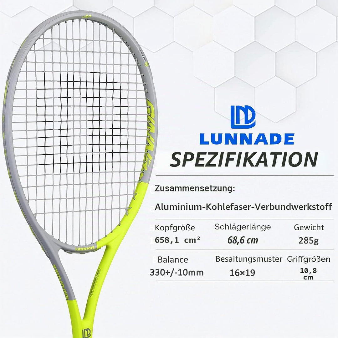 27 Zoll Tennisschläger für Erwachsene, 2 Tennisschläger mit Hülle,Geeignet für Damen Herren Anfänger