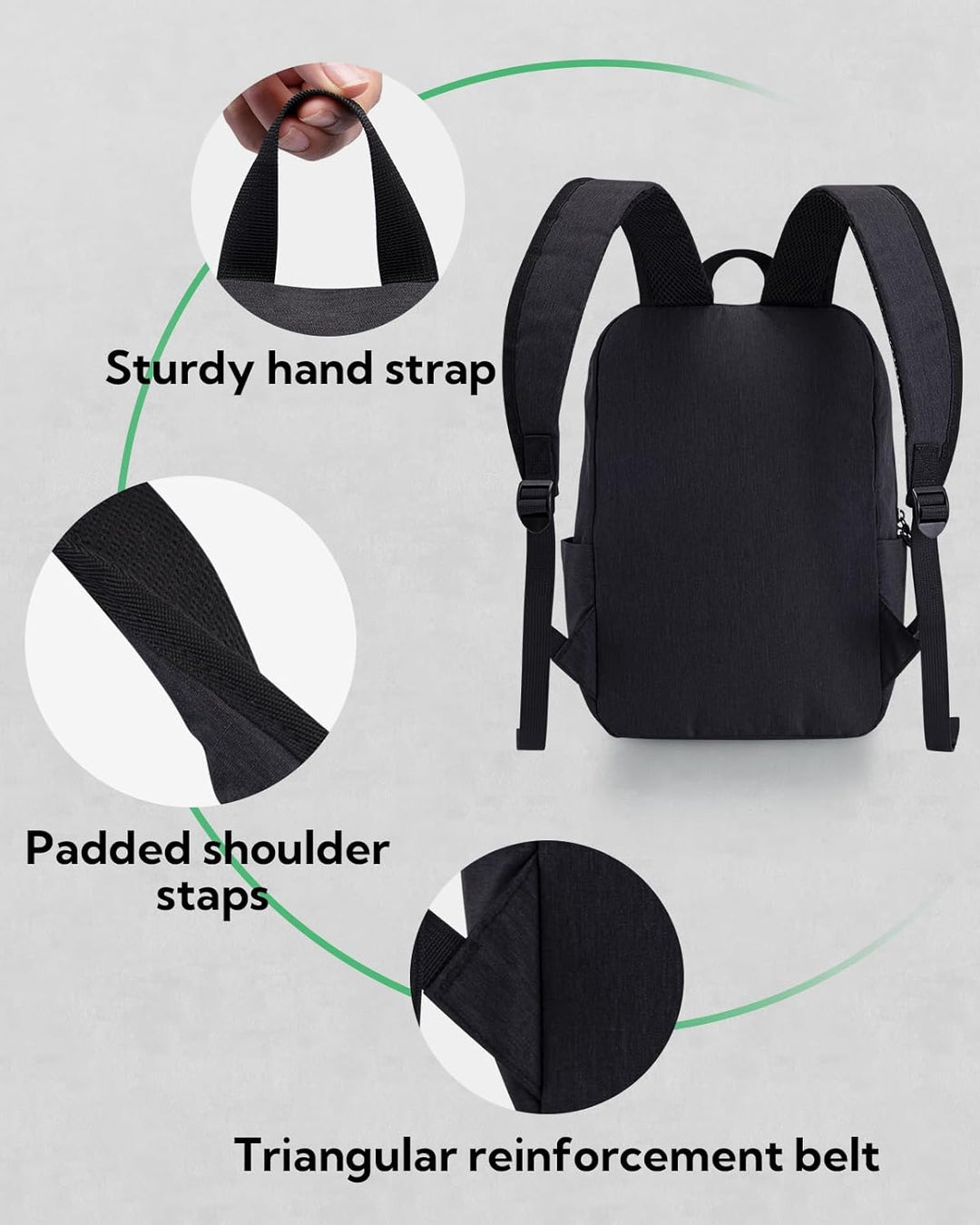 WATERFLY Leicht Klein Rucksack 10L: Casual Daypack Outdoor Mini Wanderrucksack Backpack für Arbeit S