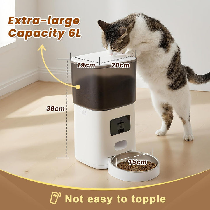 Futterautomat Katze 6L | WiFi Katzenfutter Automat APP-Steuerung mit Nachtlicht | Programmierbarer K