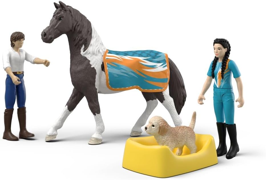 schleich Horse Club | Kim's Voltigier Set 42799 | Pferde Spielset mit Kim, Tom, Voltigierzubehör und