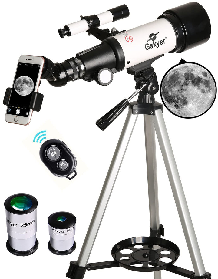 Gskyer Teleskop, 70 mm Öffnung 400 AZ-Mount Astronomisches Refraktions für Kinder und Anfänger- Reis