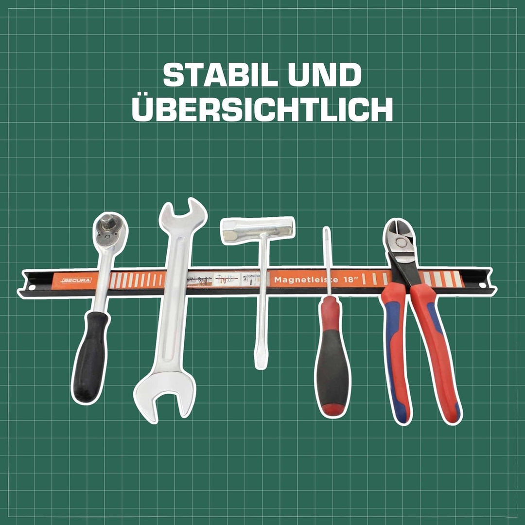 SECURA Magnetleiste Werkzeug Aufbewahrung 6 Stück je 45,7cm mit 6 KG Tragkraft Ordnungssystem Wand H