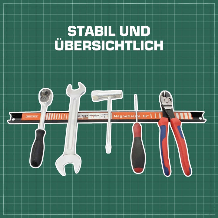 SECURA Magnetleiste Werkzeug Aufbewahrung 6 Stück je 45,7cm mit 6 KG Tragkraft Ordnungssystem Wand H