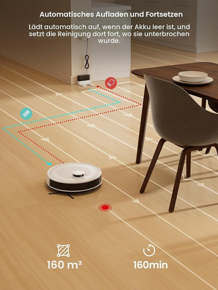 LEFANT M2 Saugroboter Mit Wischfunktion, Mehrstufiges Mapping, Staubsauger Roboter mit No-Go-Zonen,